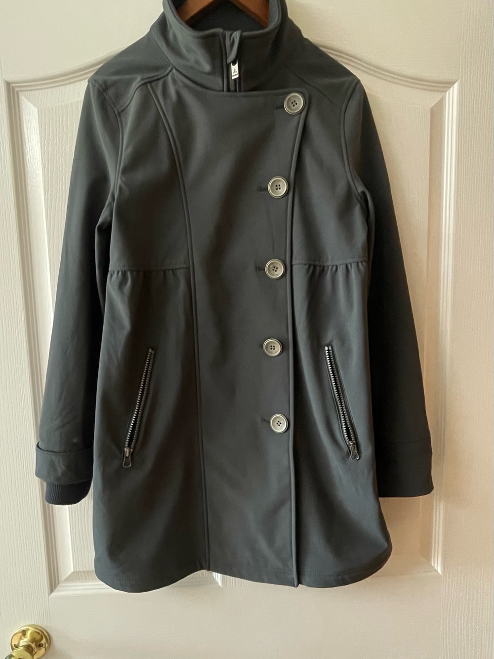 Prana Martina Women's M Charcoal Gray Softshell Jacket Full Zip Mock Neck